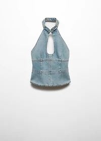 Halter-neck denim top