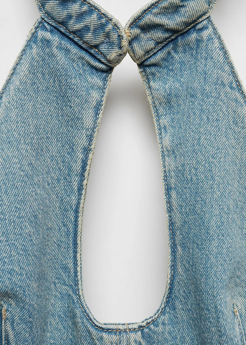 Halter-neck denim top