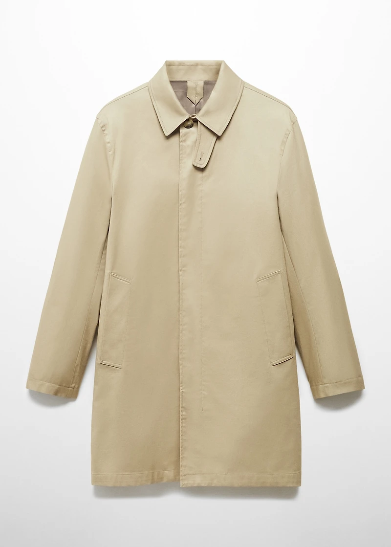 Cotton trench coat with collar detail