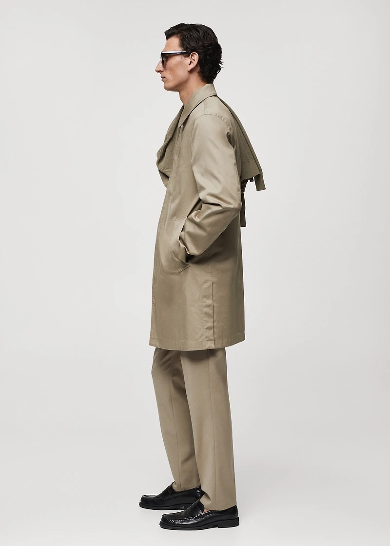 Cotton trench coat with collar detail