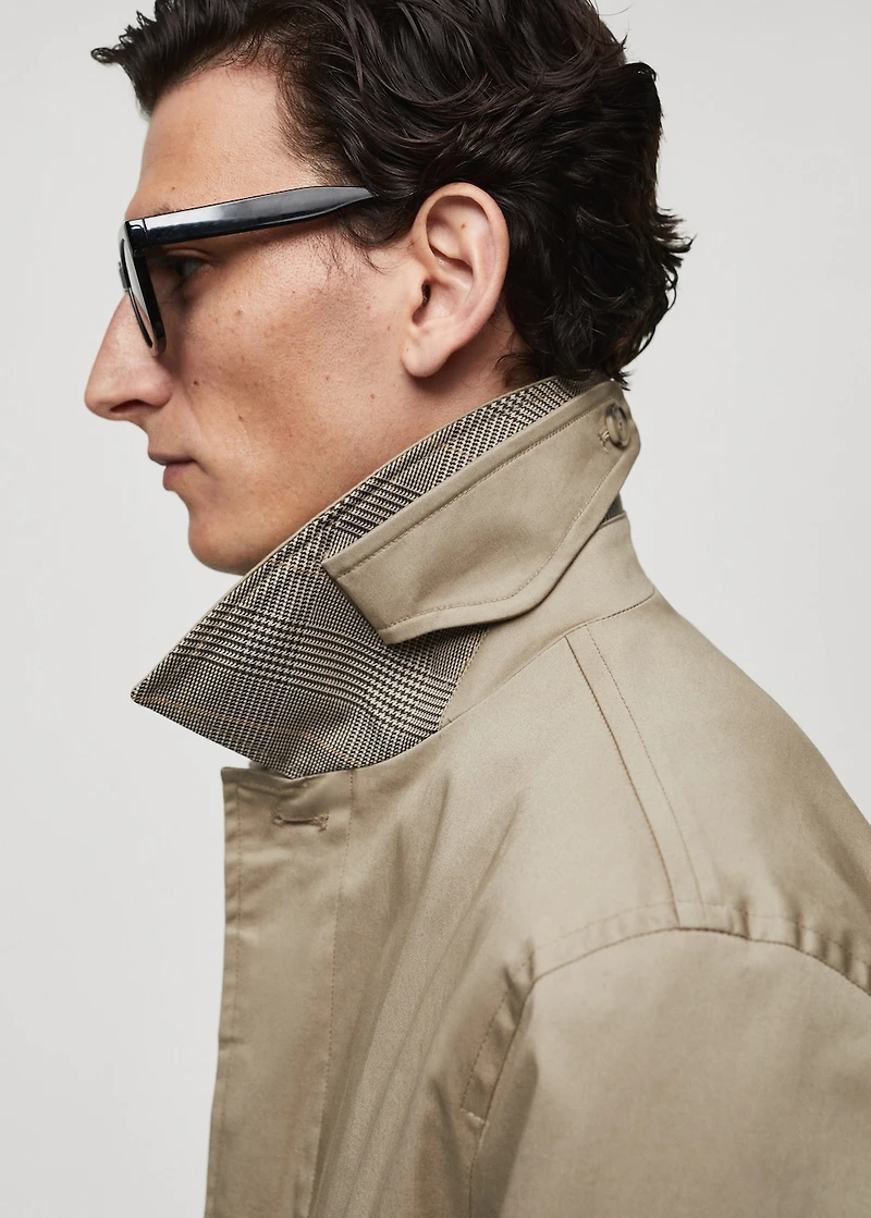 Cotton trench coat with collar detail