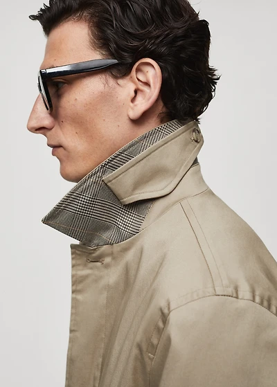 Cotton trench coat with collar detail