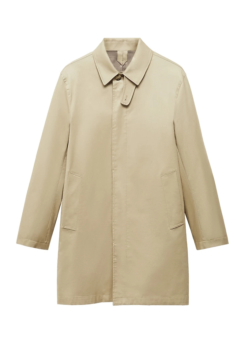 Cotton trench coat with collar detail