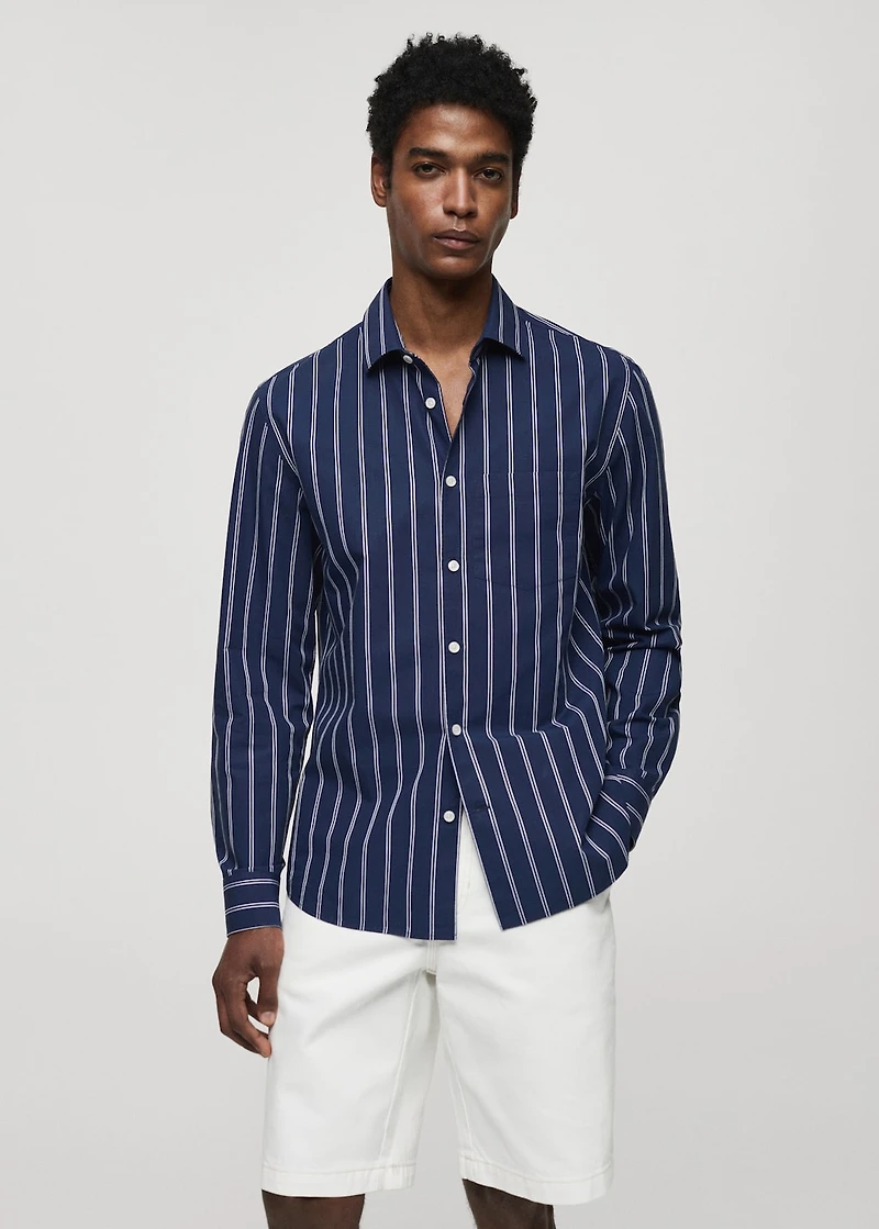 Classic-fit striped cotton shirt