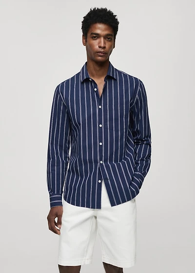 Classic-fit striped cotton shirt