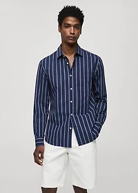 Classic-fit striped cotton shirt