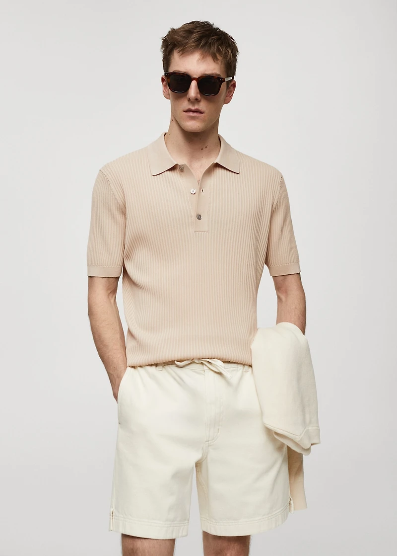 Knit cotton polo shirt