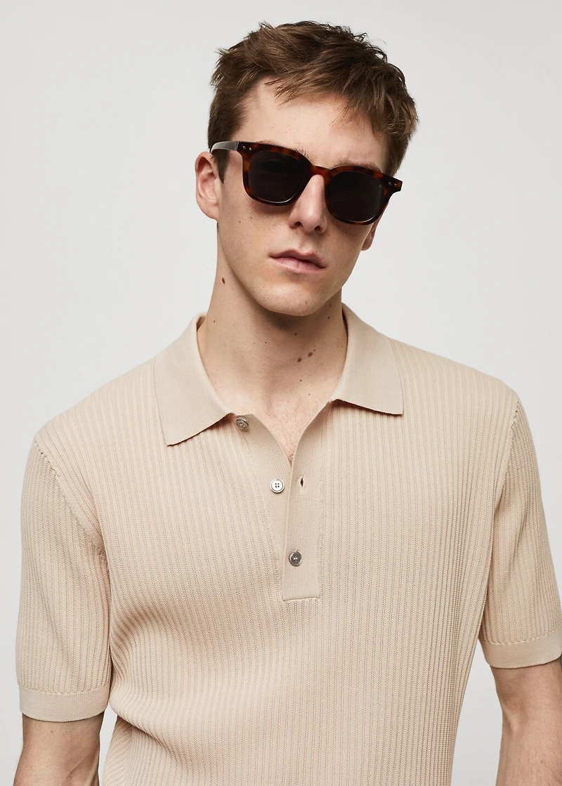 Knit cotton polo shirt