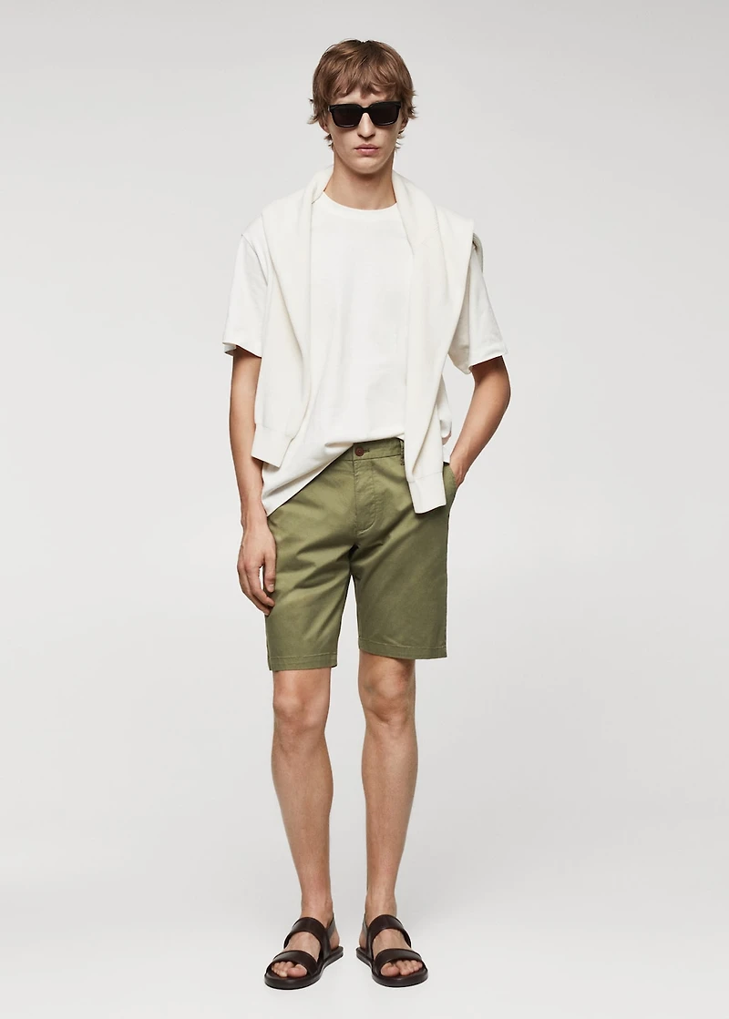 Slim-fit chino cotton bermuda shorts