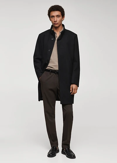Wool funnel neck coat