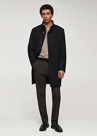 Wool funnel neck coat