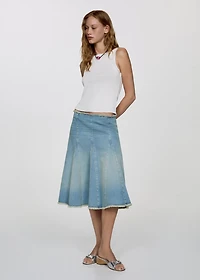 Denim skirt with frayed ends