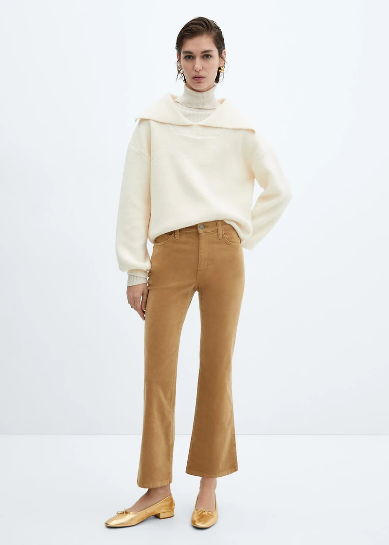 Flared cropped corduroy pants