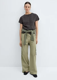 Openwork cotton-blend T-shirt