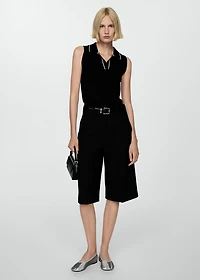 Polo-neck knitted top