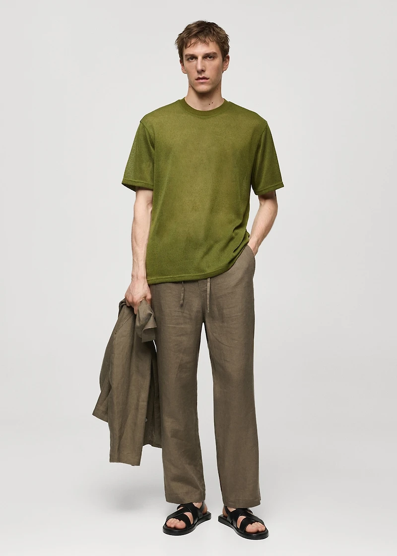 100% linen pants with drawstring