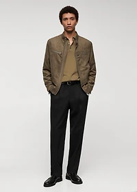 Suede-effect jacket with zip