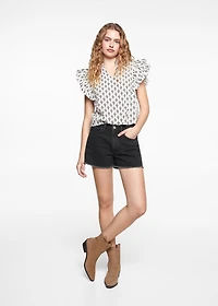 Medium-waist denim shorts