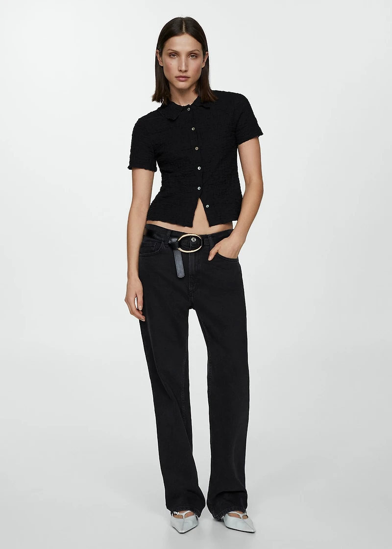 Textured cotton T-shirt