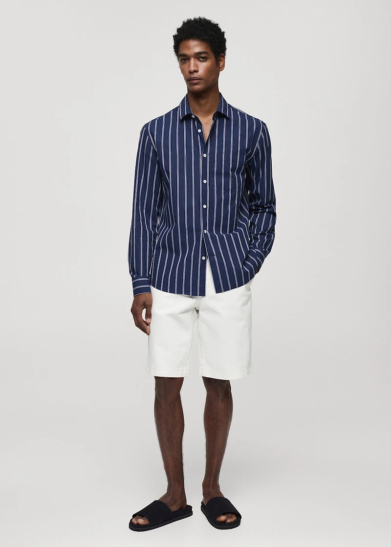 Classic-fit striped cotton shirt