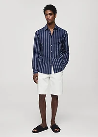 Classic-fit striped cotton shirt