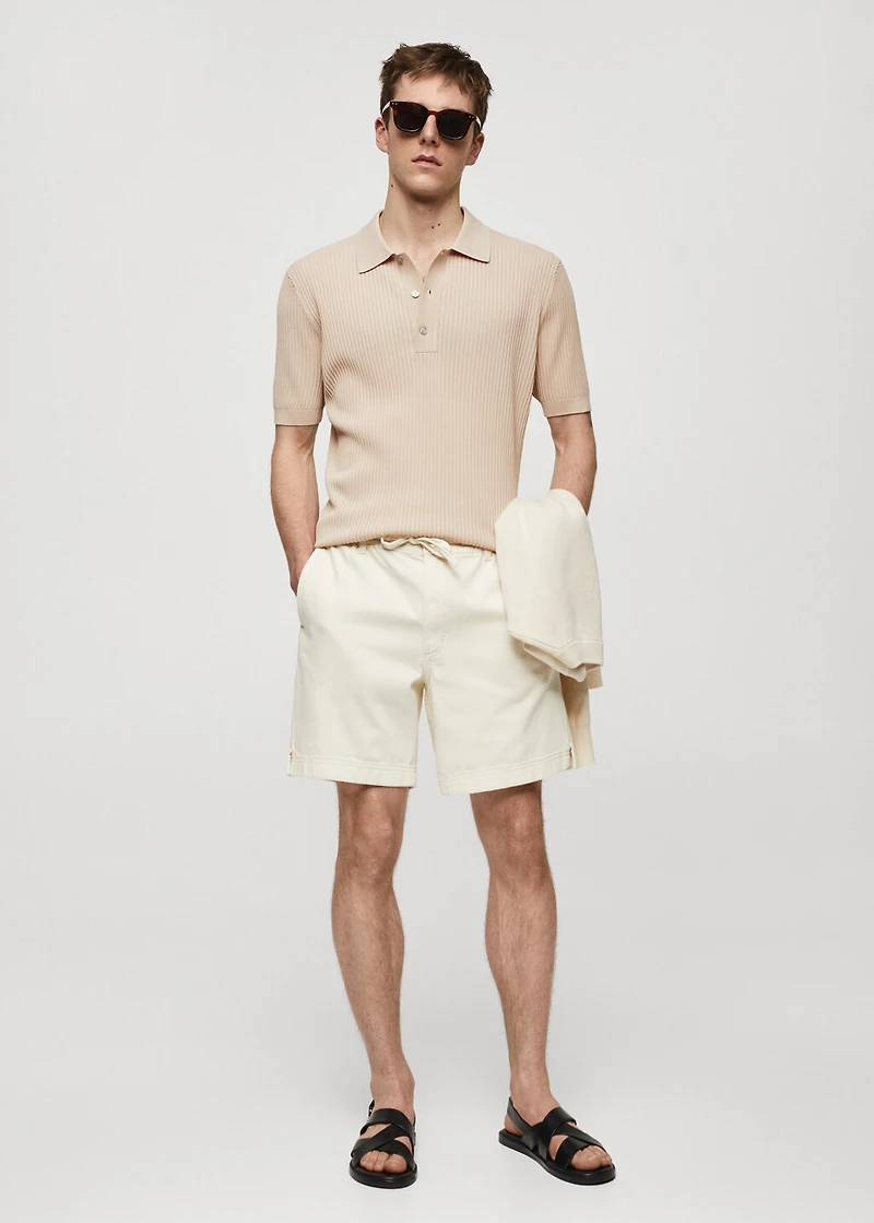 Knit cotton polo shirt