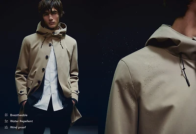 Water-repellent hooded barn jacket