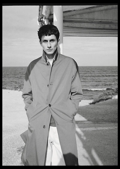 Relaxed-fit cotton trench coat