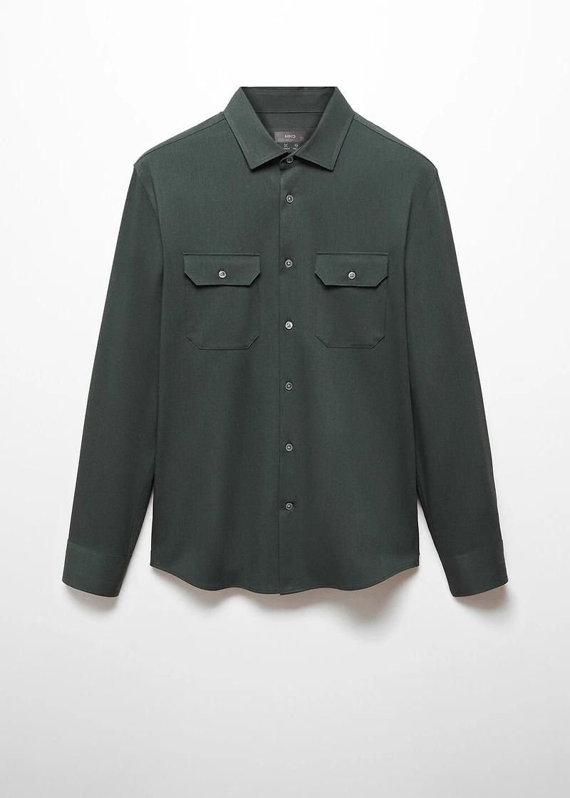 Overshirt with stretch-fabric pockets