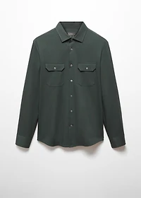 Overshirt with stretch-fabric pockets