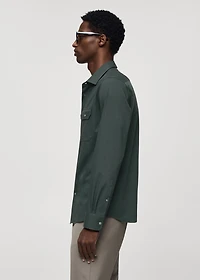 Overshirt with stretch-fabric pockets
