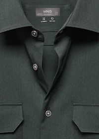 Overshirt with stretch-fabric pockets