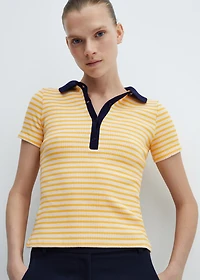 Short-sleeved striped polo shirt