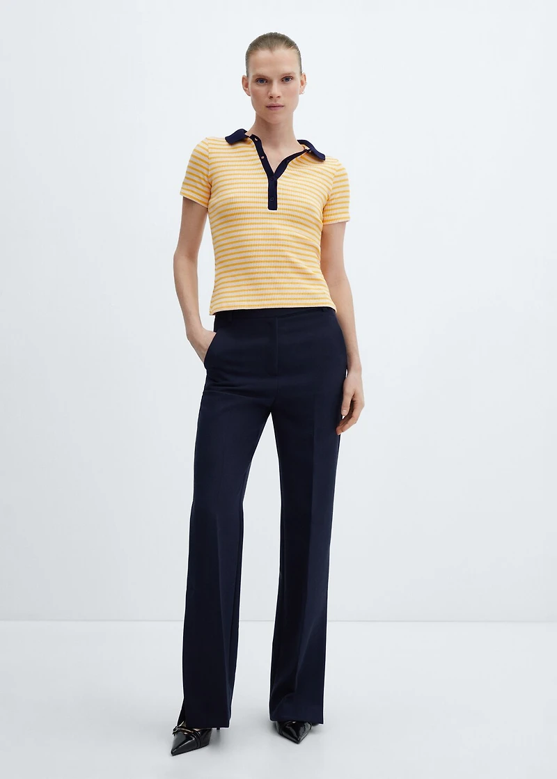 Short-sleeved striped polo shirt