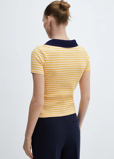 Short-sleeved striped polo shirt