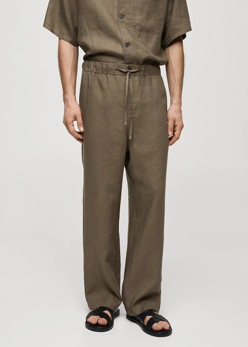 100% linen pants with drawstring