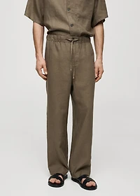 100% linen pants with drawstring