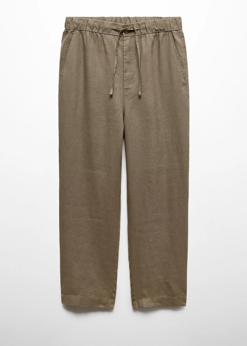 100% linen pants with drawstring