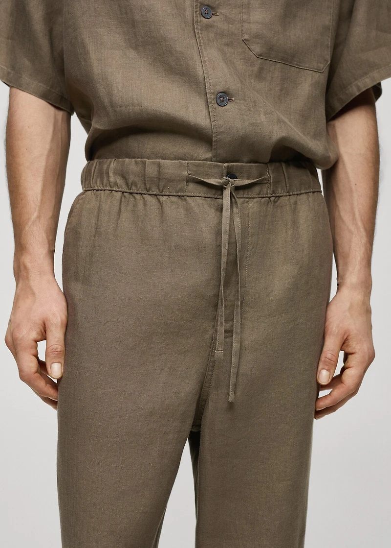 100% linen pants with drawstring