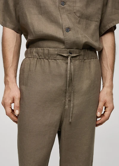 100% linen pants with drawstring