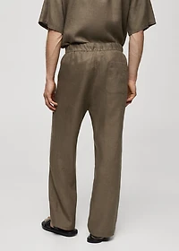 100% linen pants with drawstring