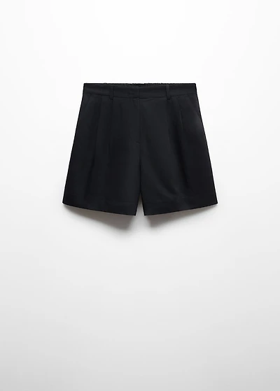 Linen-blend Bermuda plated shorts