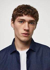 Regular-fit cotton chambray shirt