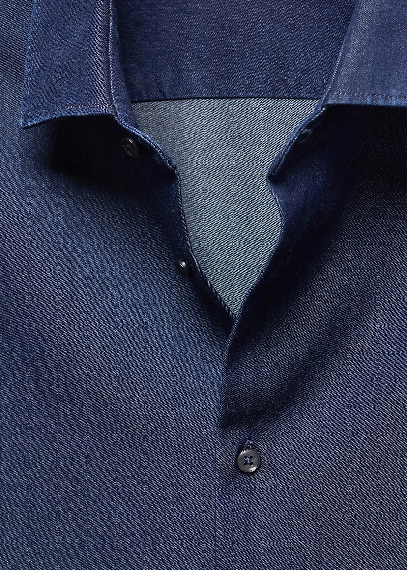Regular-fit cotton chambray shirt