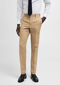 100% linen slim-fit suit pants
