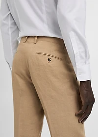 100% linen slim-fit suit pants