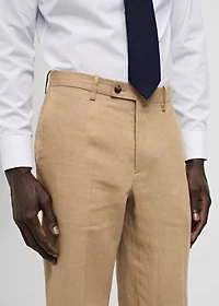 100% linen slim-fit suit pants
