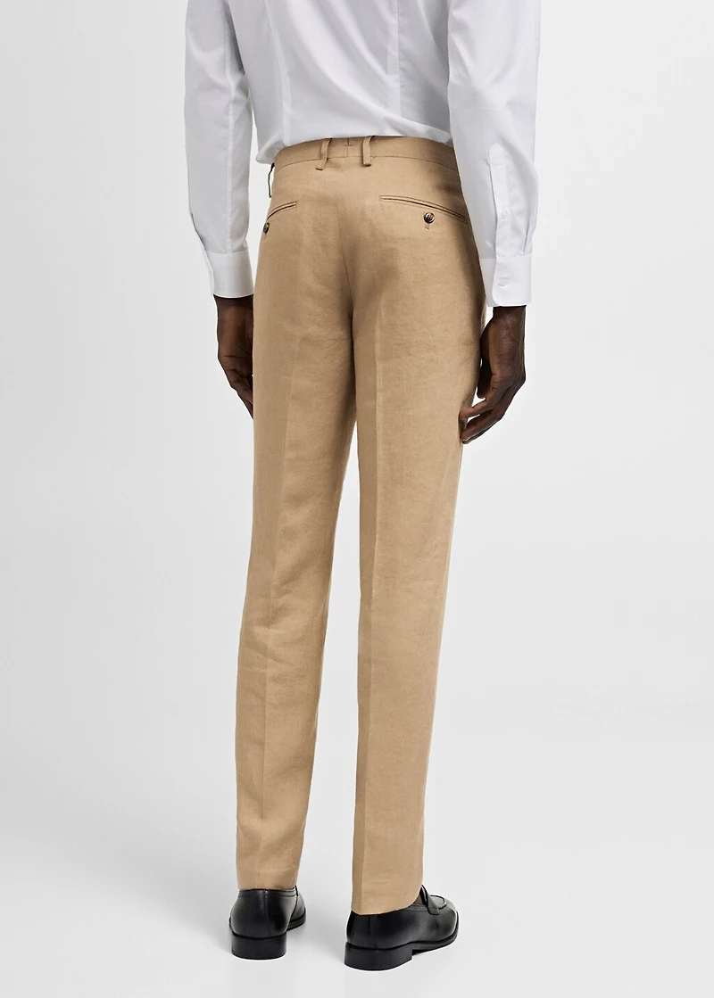 100% linen slim-fit suit pants
