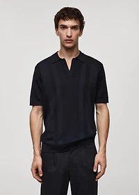 Ribbed knit polo shirt