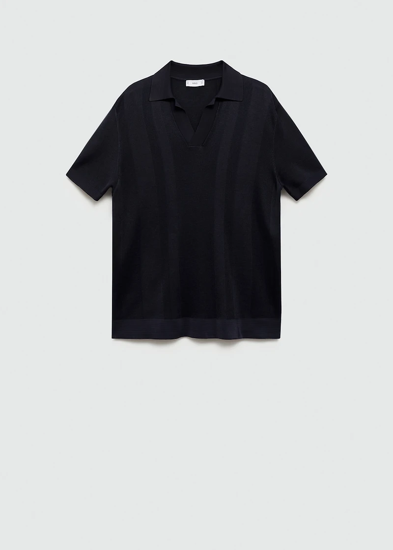 Ribbed knit polo shirt